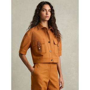 REISS MARIANE Button Through Cropped Cargo Top